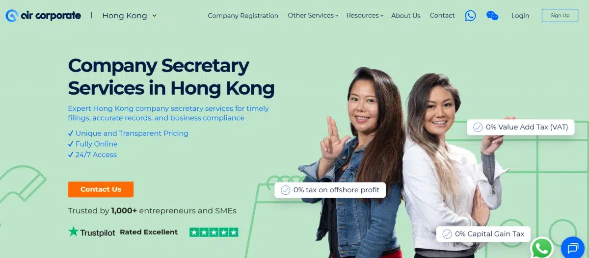 Air Corporate as one of the top company secretary service providers in Hong Kong